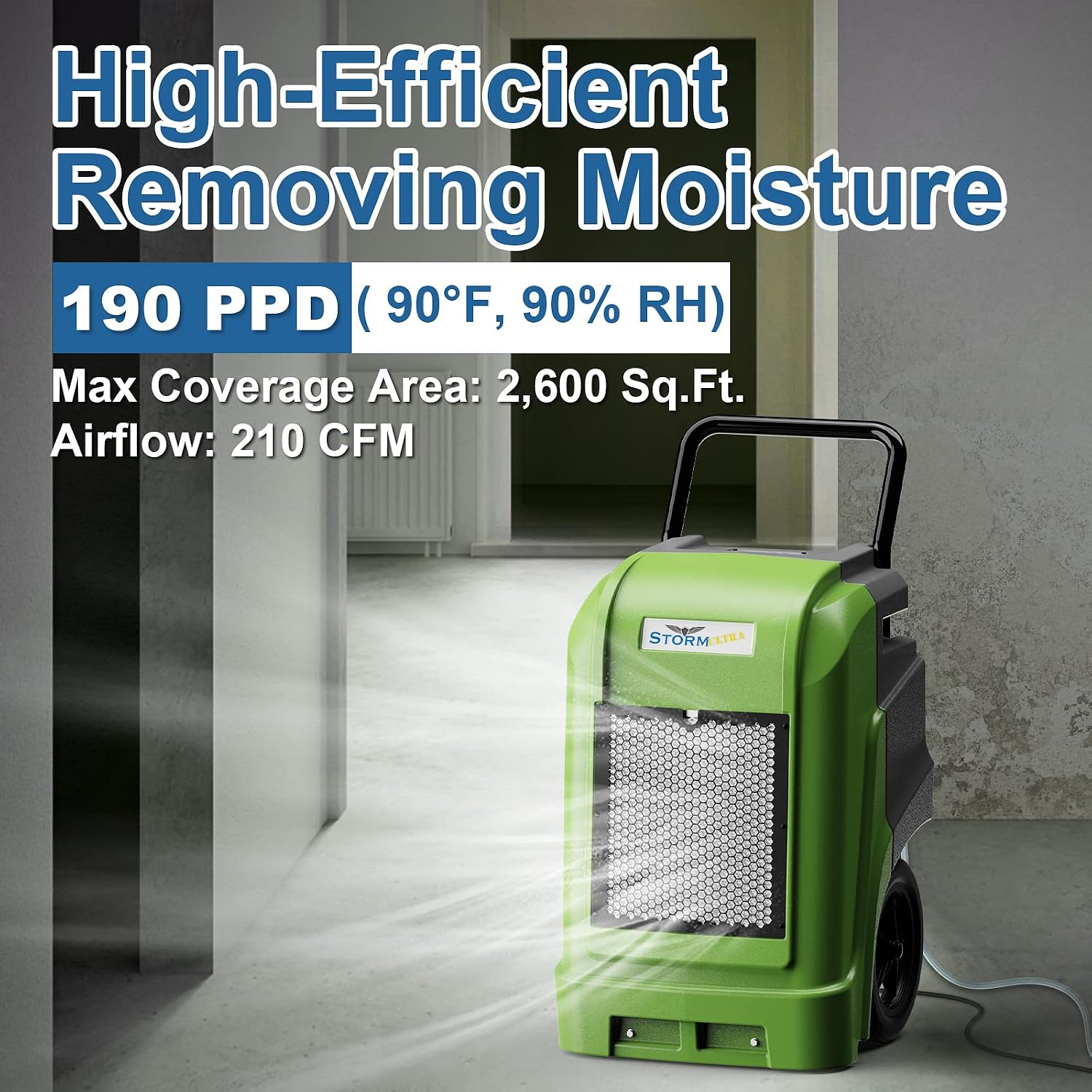 ALORAIR Commercial Dehumidifier with Pump Drain Hose, 190 Pints Smart WiFi Industrial Dehumidifier Large Capacity for Basements, Garages, Mall & Job Sites, 5 Years Limited Warranty
