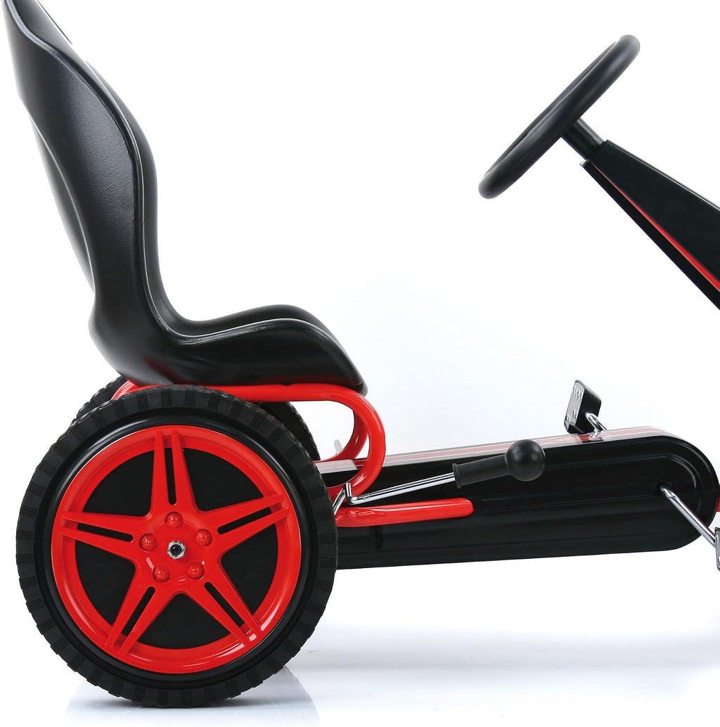 hauck Kids Pedal Go Kart, Hurricane 4 Wheel Bike Cart with Rubber Tires, Ages 4-10, Red - Outdoor Ride-On Bicycle Karts with Wheels for Boys and Girls