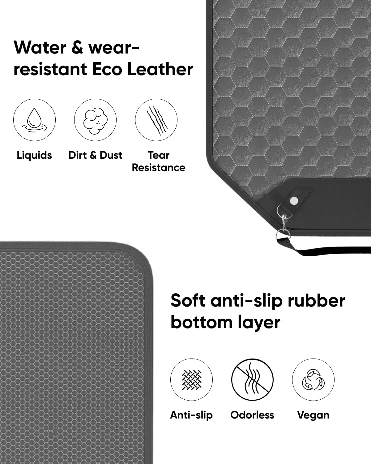 Owleys Kick Mat Back Seat Protector - Car Back Seat Cover for Kids Feet - Waterproof & Sturdy Protector for Upholstery from Dirt, Mud, Scratches and Stain (Gray 2 pc)