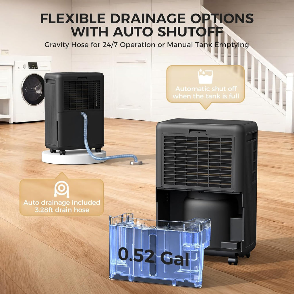 2000 Sq.Ft Dehumidifier for Basement, 30 Pints Dehumidifiers for Home with Drain Hose, 3 Mode, Auto Defrost, Intelligent Humidity Control for Bathroom, Bedroom, Large Room, Laundry, RV, Office