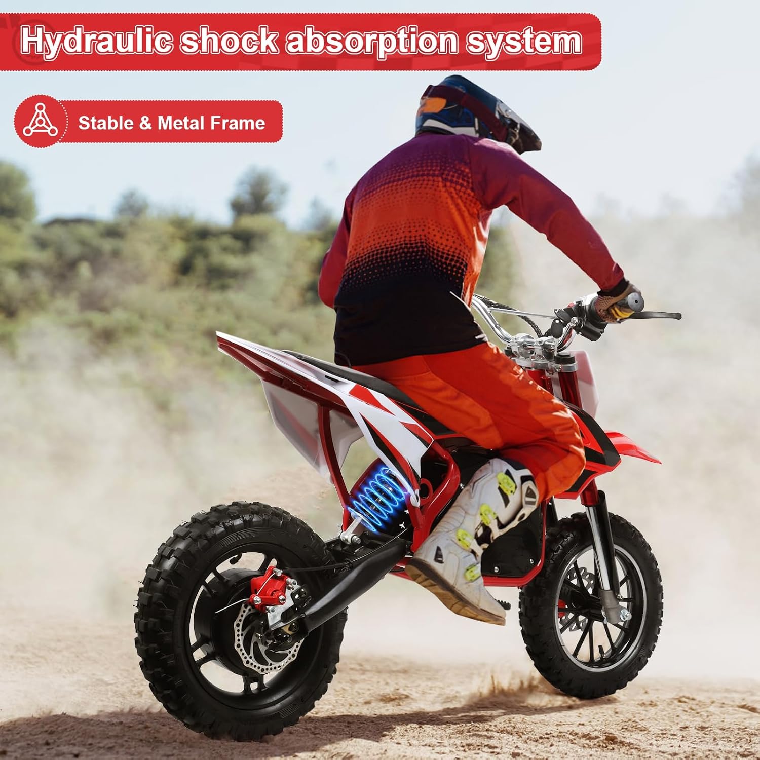 Electric Dirt Bike for Kids - Mini Motocross Off Road Motorcycle, 36V 500W Pocket Motorbike, High Speed 25KM/H, 10-Inch Wheels-Kids Electric Dirt Bike