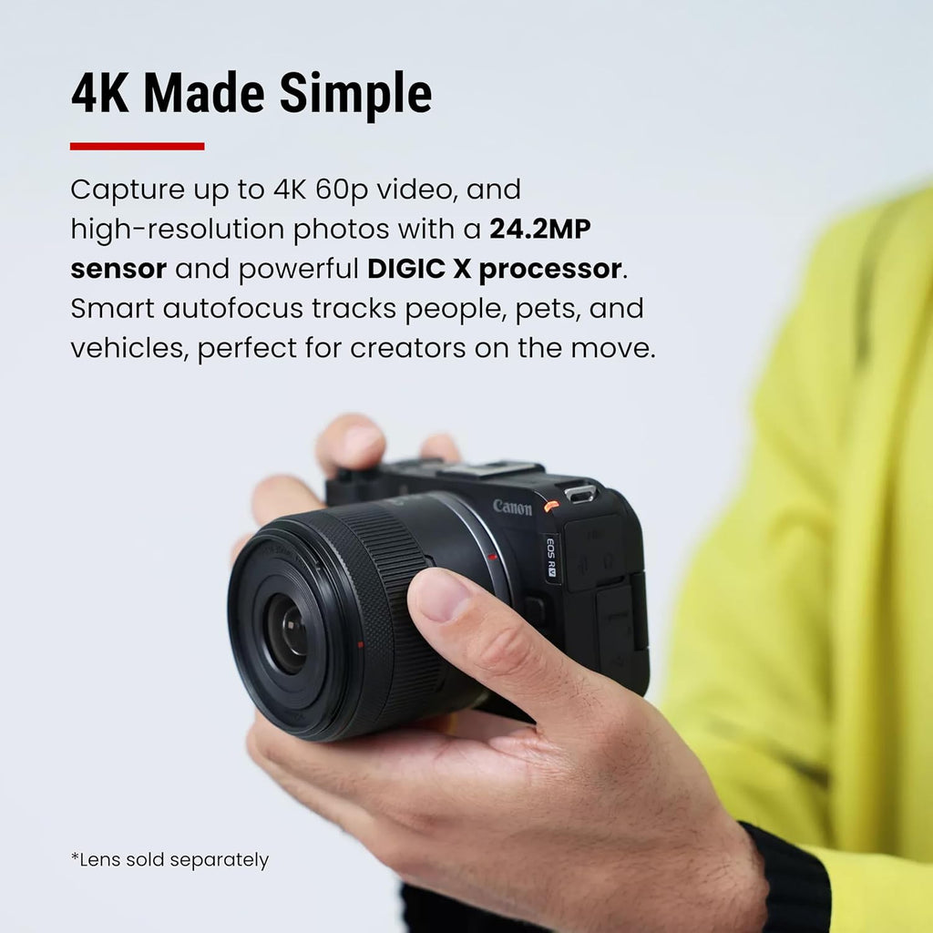 Canon EOS R50 V Mirrorless Camera (Body Only) – APS-C Digital Camera, Flip Screen 4K Video, Interchangeable Lens Camera for Vlogging, Content Creation, Streaming, Filming, Podcasts, TikTok
