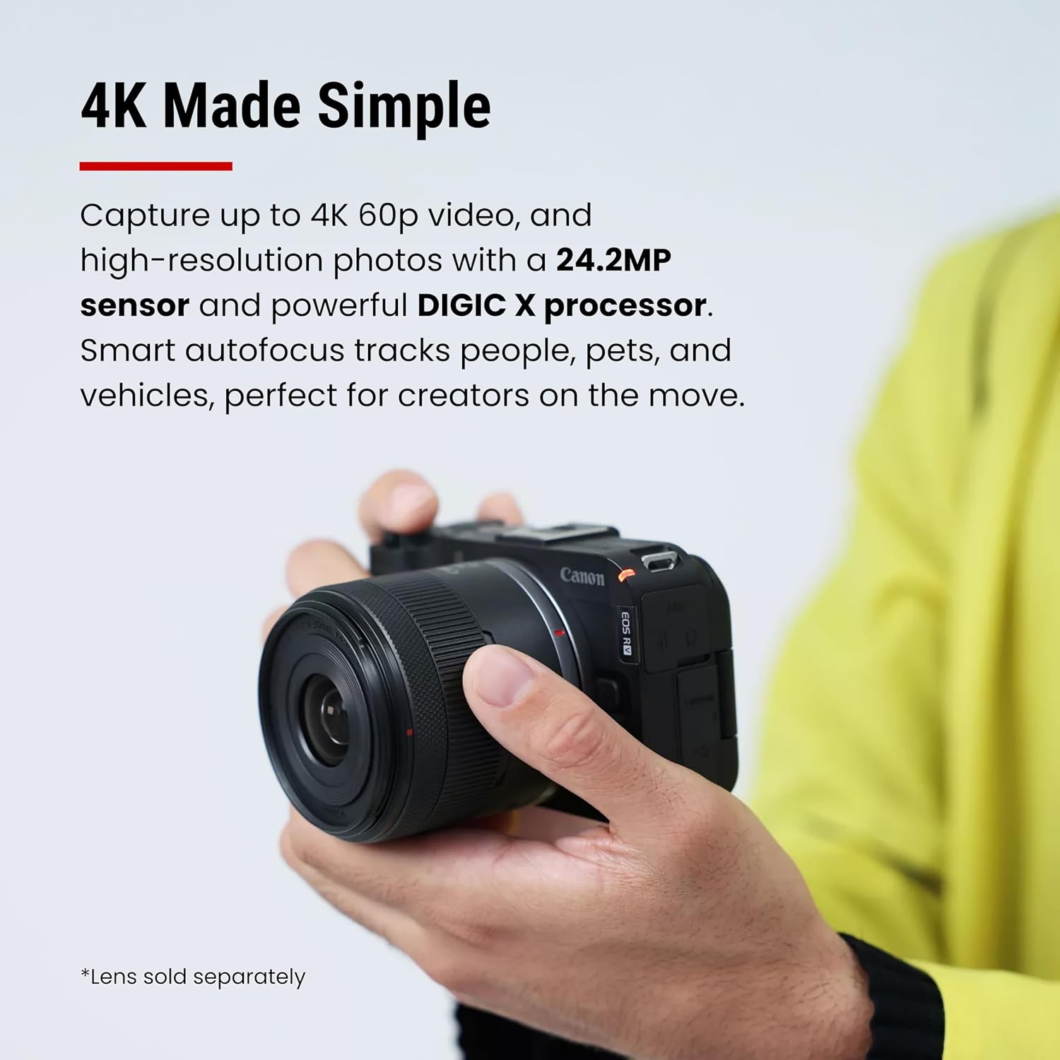 Canon EOS R50 V Mirrorless Camera (Body Only) – APS-C Digital Camera, Flip Screen 4K Video, Interchangeable Lens Camera for Vlogging, Content Creation, Streaming, Filming, Podcasts, TikTok