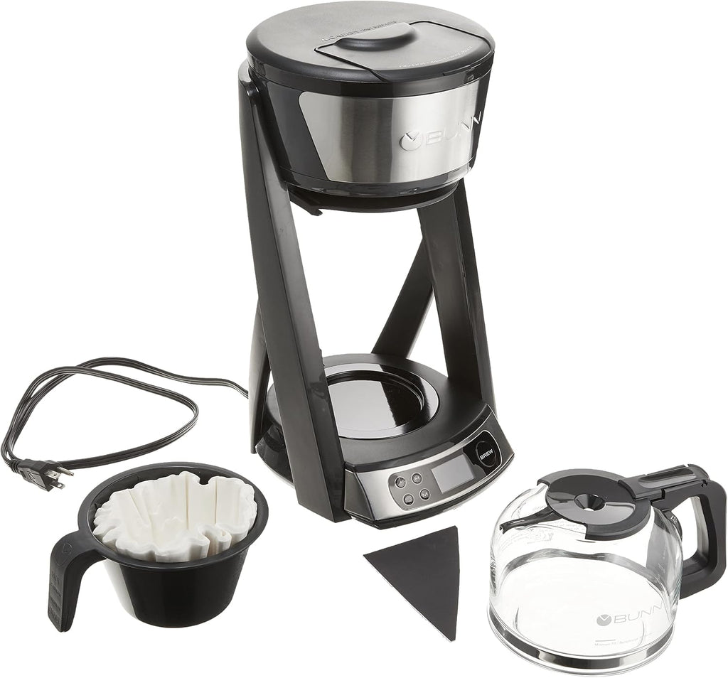 BUNN HB Heat N Brew Programmable Coffee Maker, 10 cup, Stainless Steel, 46500.0003