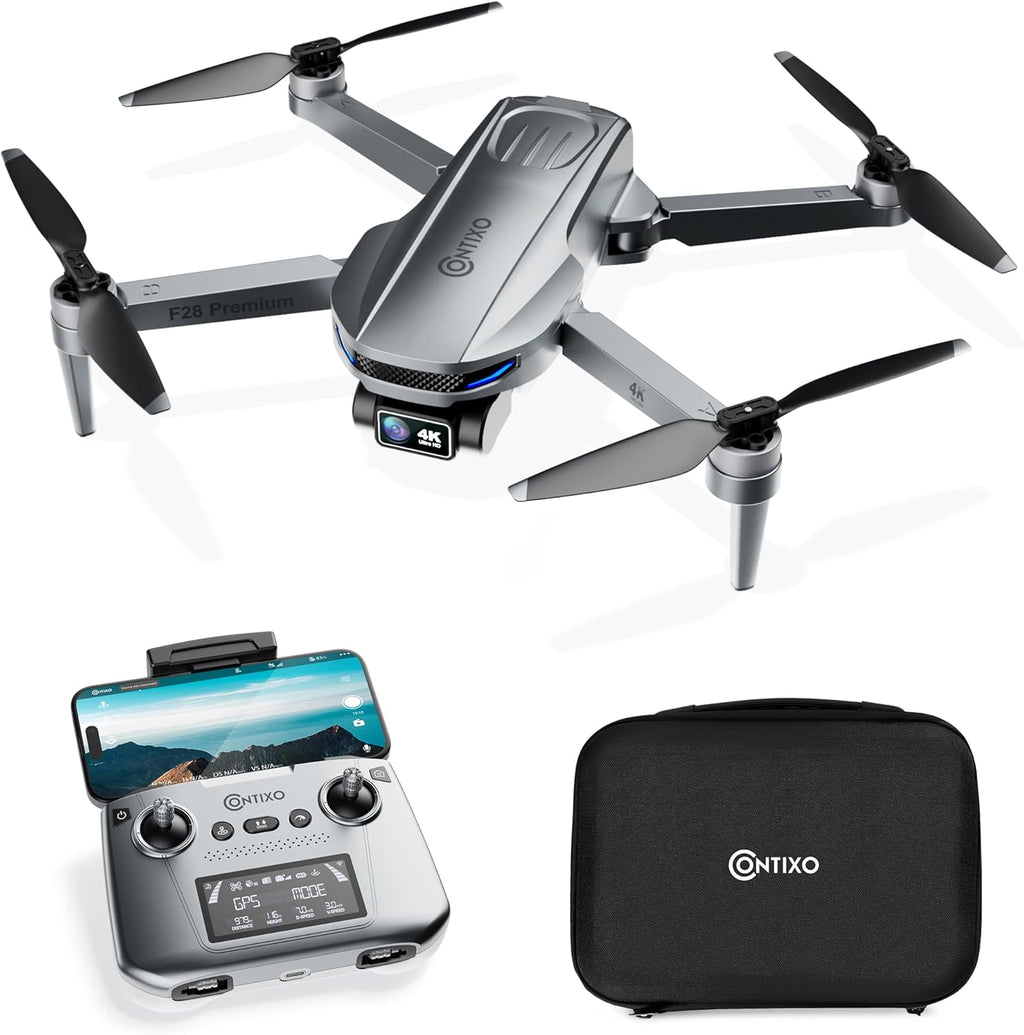 Contixo F28 Premium Two-Axis Gimbal Drone for Adults, 4K Zoom Camera, Brushless Motor, 23 Min Flight, Accurate GPS, Auto Return, Follow Me, 110° Wide-Angle FPV, Portable Foldable Drone for Beginners
