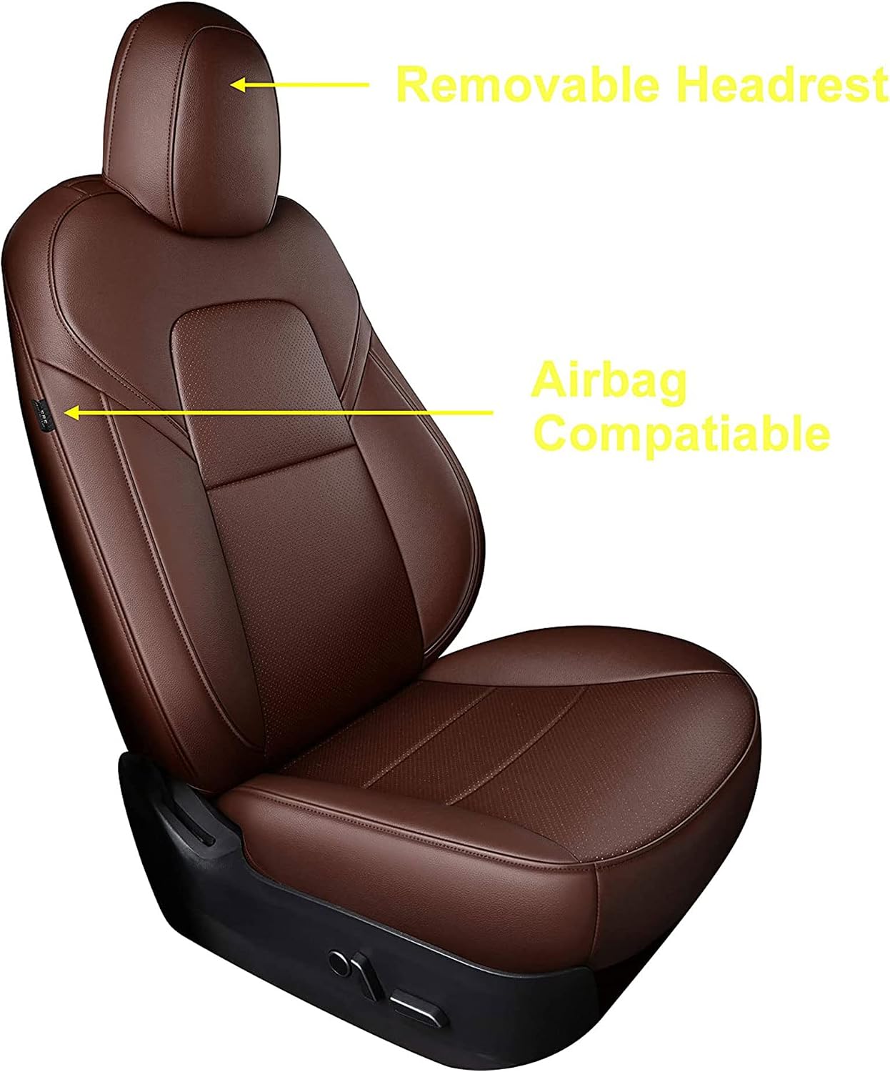Seat Cover Custom Fit for Tesla Model Y 5 Seat Synthetic Leather Car Seat Cushion Protector for 2020 2021 2022 2023 2024 Customized (Lichi Brown Model Y)