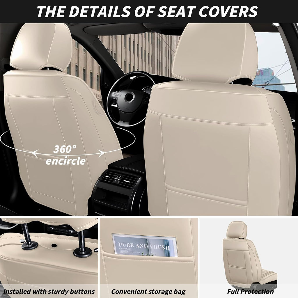 Arazi Car Seat Covers Full Set for Toyota Prius 2001-2025, Nappa Leather Seat Cover Full Coverage Waterproof Seat Protector (Beige&Brown,5 Seats Standard)