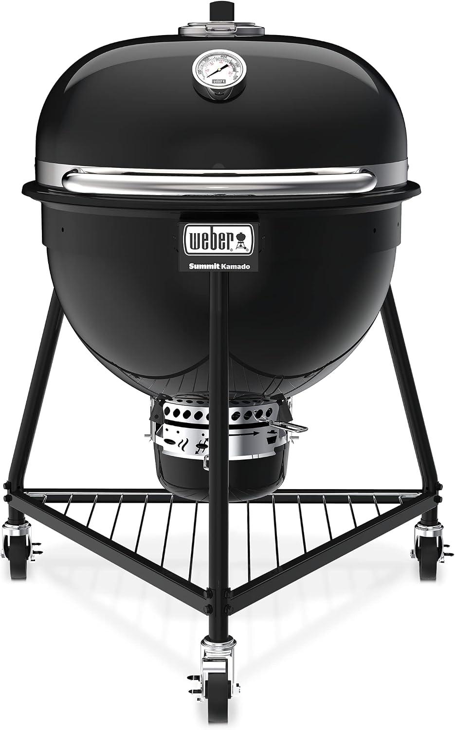 Weber Summit® Kamado E6 Charcoal Grill, Black – Dual‑Walled Insulated Steel Kamado with 24' Cooking Area, Porcelain‑Enameled Kettle & One‑Touch Cleaning System