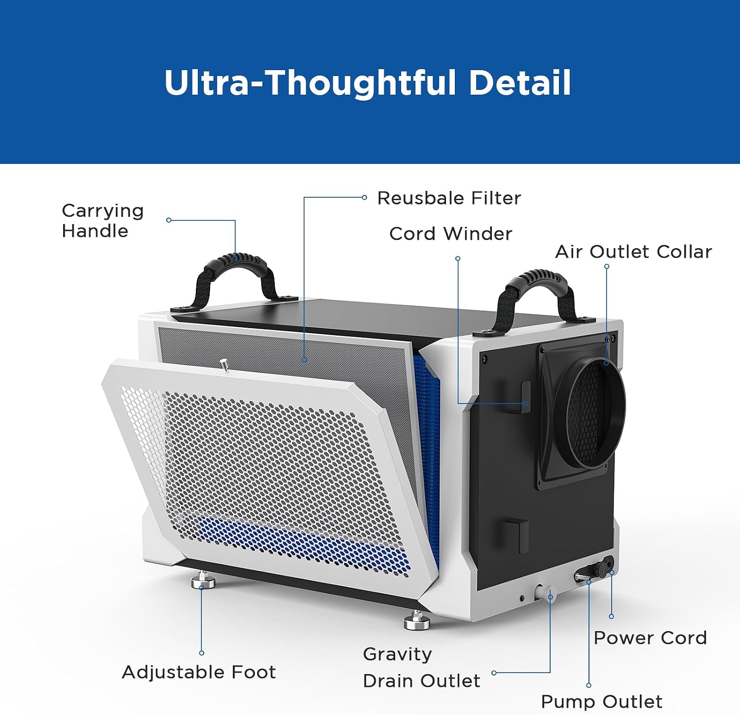 155 Pints Commercial Dehumidifier with Pump and Drain Hose, Energy Star Certified Crawl Space dehumidifier, Industry Water Damage Unit for up to 6,000 sq ft Basements