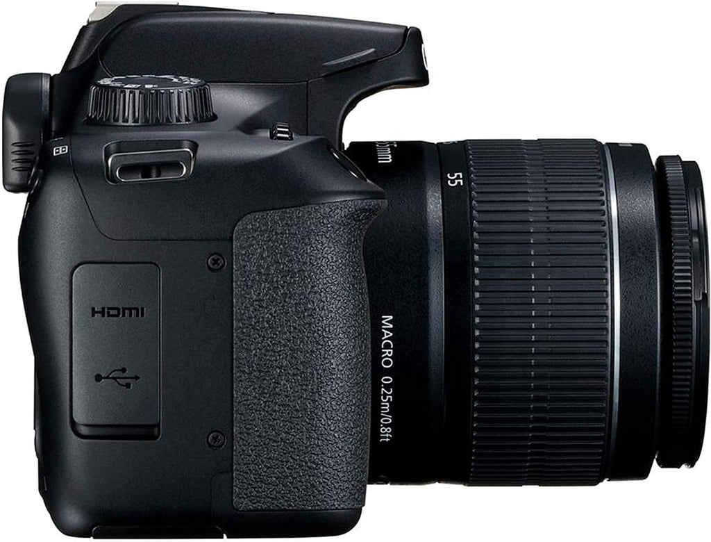 Canon EOS 4000D / Rebel T100 DSLR Camera w/EF-S 18-55mm f/3.5-5.6 Lens 3 Lens Kit Bundled with 128GB Memory + Wide Angle Lens + Telephoto Lens + Flash + More (Renewed) Black