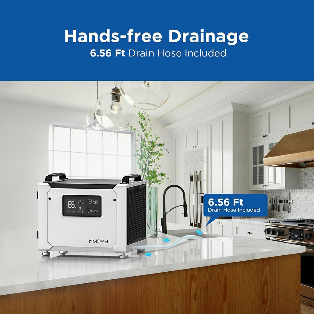 70 Pints Commercial Dehumidifier with Drain Hose, Compact Crawl Space Dehumidifiers for Basement and Home, Energy Star Certified, Automatic Defrost | MOISWELL Defender ME-7