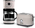 Haden 12 Cup Programmable Drip Coffee Maker Coffee Machine Bundled with Dorset 2 Slice Wide Slot Stainless Steel Toaster, Putty & Chrome