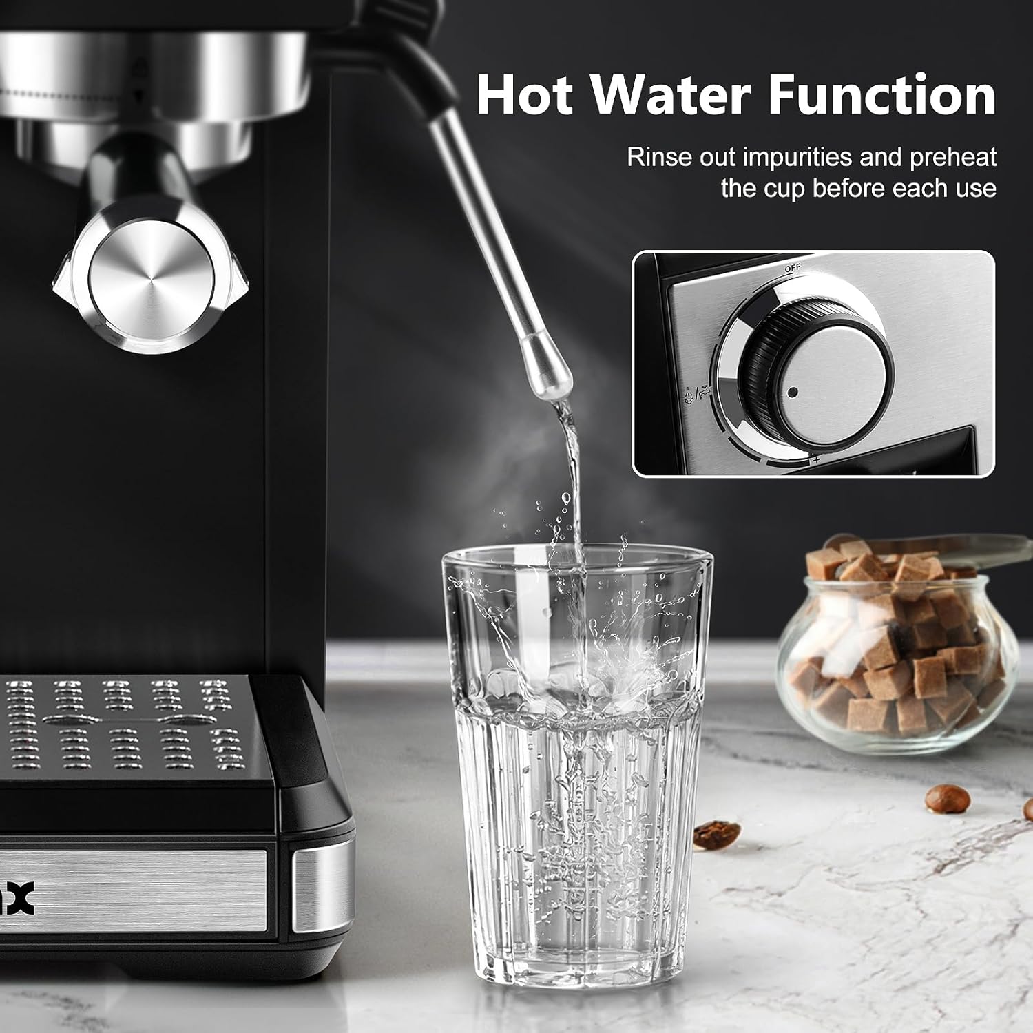 Espresso Machine with Grinder, 20 Bar Professional Expresso Coffee Machines with Milk Frother Steam Wand, Espresso Maker with 60oz Removable Water Tank, Cappuccino & Latte Machine for Home (Dark-Pro)