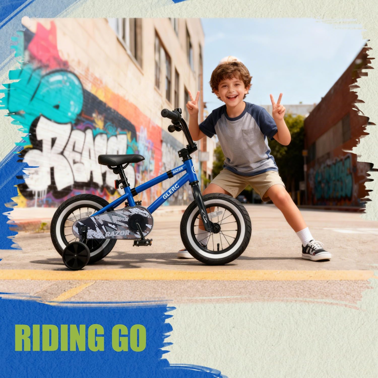 Glerc Kids Bike for Ages 1-8 Years Old, 12-16 Inch BMX Style Kids Bicycle with Training Wheels, Boys Bike for Children and Toddler, Multiple Colors