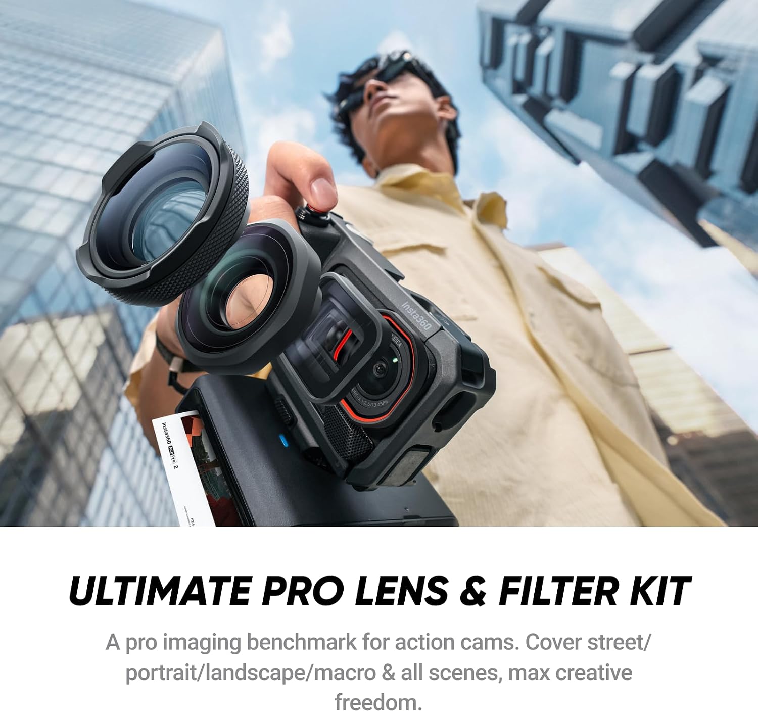 Insta360 Ace Pro 2 Ultimate Videography Bundle - 8K Waterproof Action Camera Co-Engineered with Leica, Xplorer Grip Pro Kit for Street Photography, Cinematic Lens, Close-Up Lens, Ultra Wide Lens