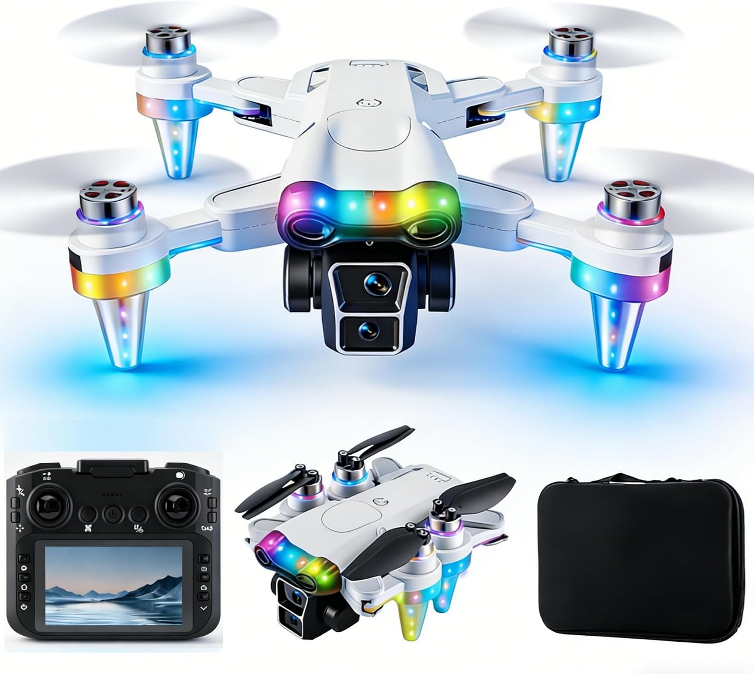Drones for Kids 8-12 – Drone with camera for kids & Beginners,Kids drone with Fancy LED Lights, 4.3' Built-In FPV Screen, Three Batteries, Perfect Holiday & Birthday Gift, Indoor & Outdoor Quadcopter Toy