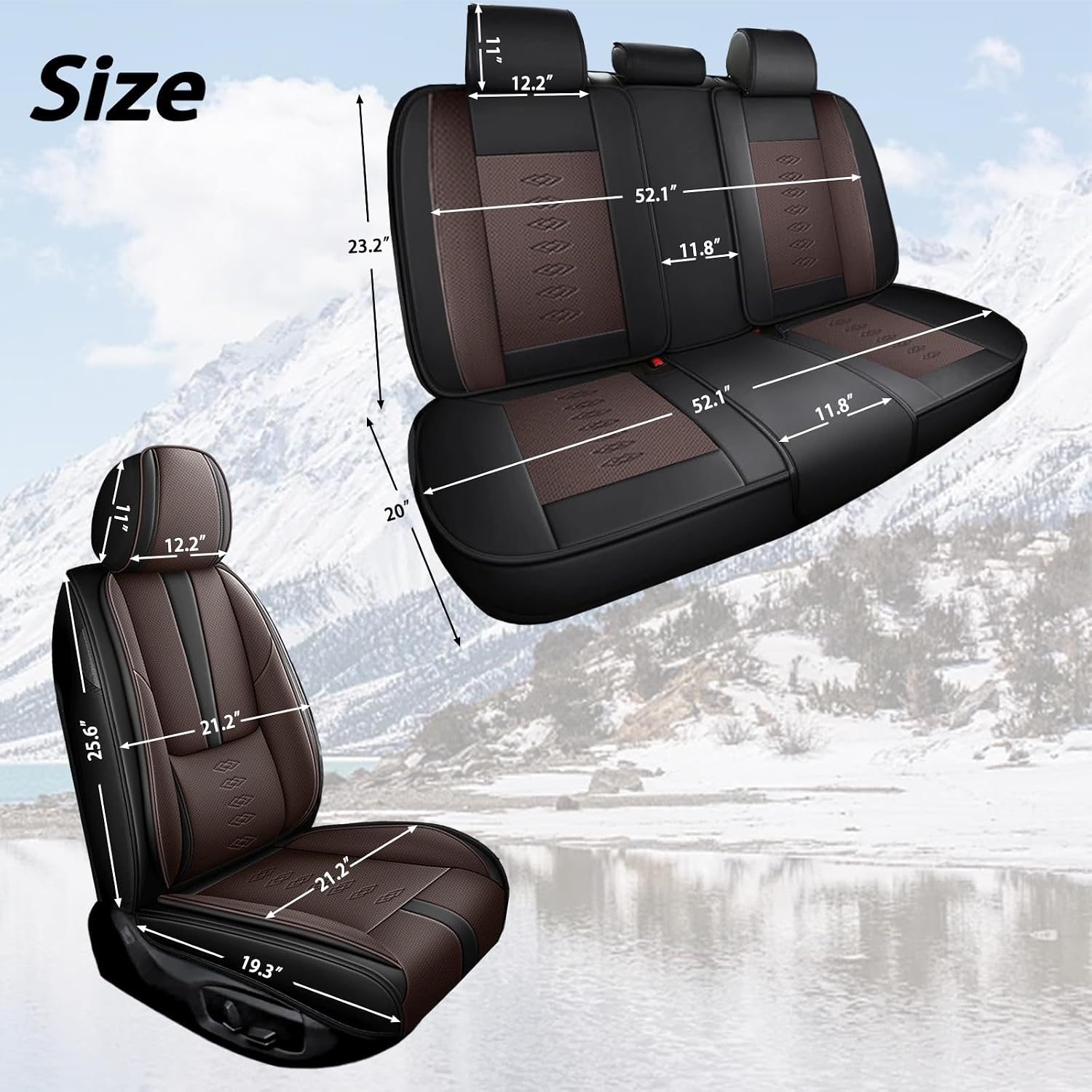 Leather Seat Covers for Mazda CX-50 Hybrid 2025,Premium Car Seat Covers Full Set,Waterproof Car Seat Protectors with Airbag,Comfort Interior Cover Seats for Cars(Black+Brown)