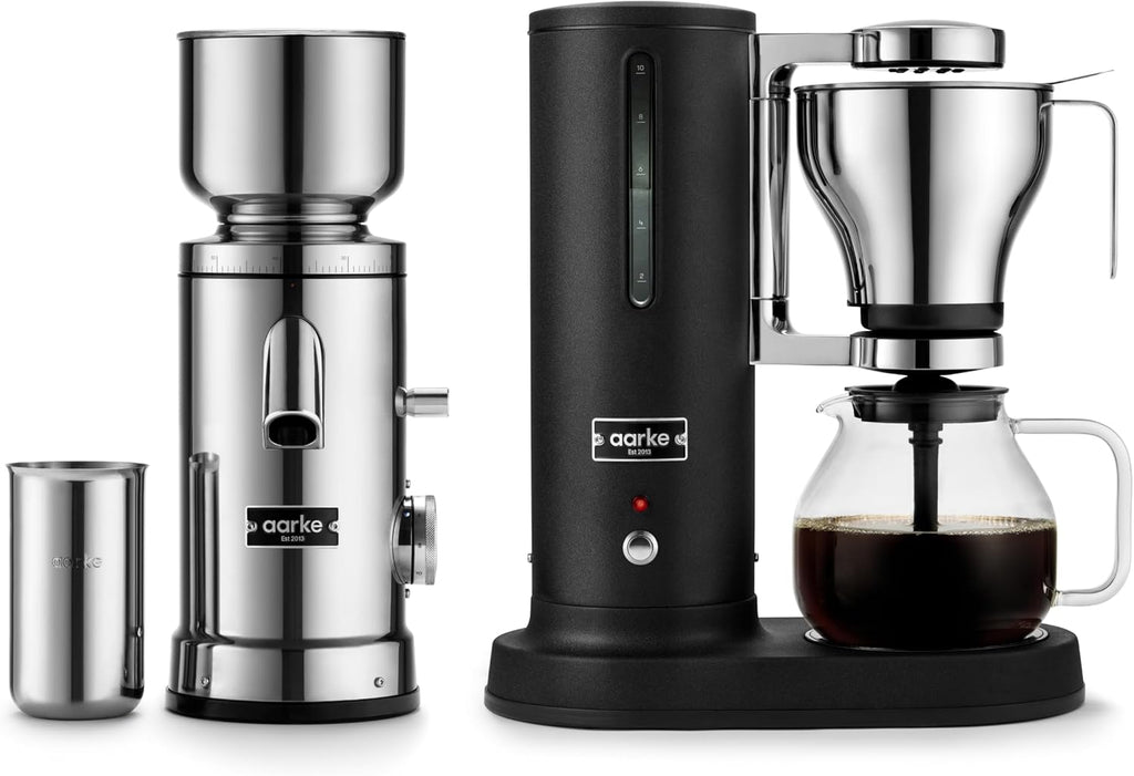 aarke Coffee Maker and Grinder Bundle - Premium Stainless Steel Coffee Maker and Electric Coffee Grinder Included, SCA-Certified, with 60 Grinder Settings, Matte Black