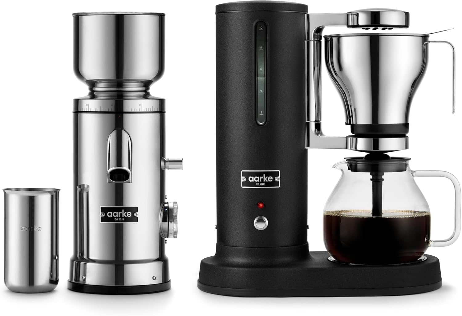 aarke Coffee Maker and Grinder Bundle - Premium Stainless Steel Coffee Maker and Electric Coffee Grinder Included, SCA-Certified, with 60 Grinder Settings, Matte Black