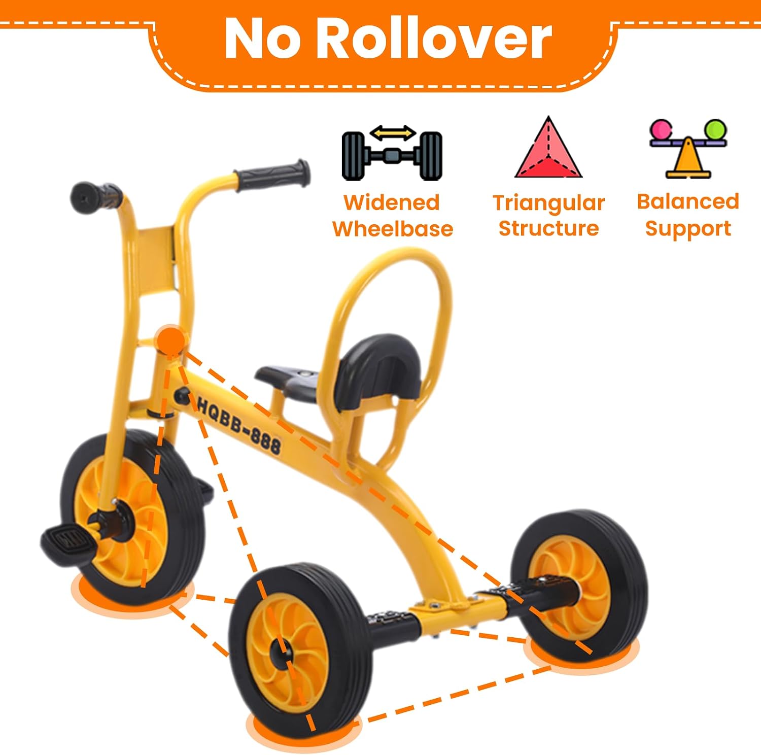 Kids Tricycle for Age 2-6, Big Wheel Kids Trike Bike, Preschool Daycare Outdoor Tricycle with Airless Rubber Tires and Non-Slip Pedals, Gift for Boys and Girls