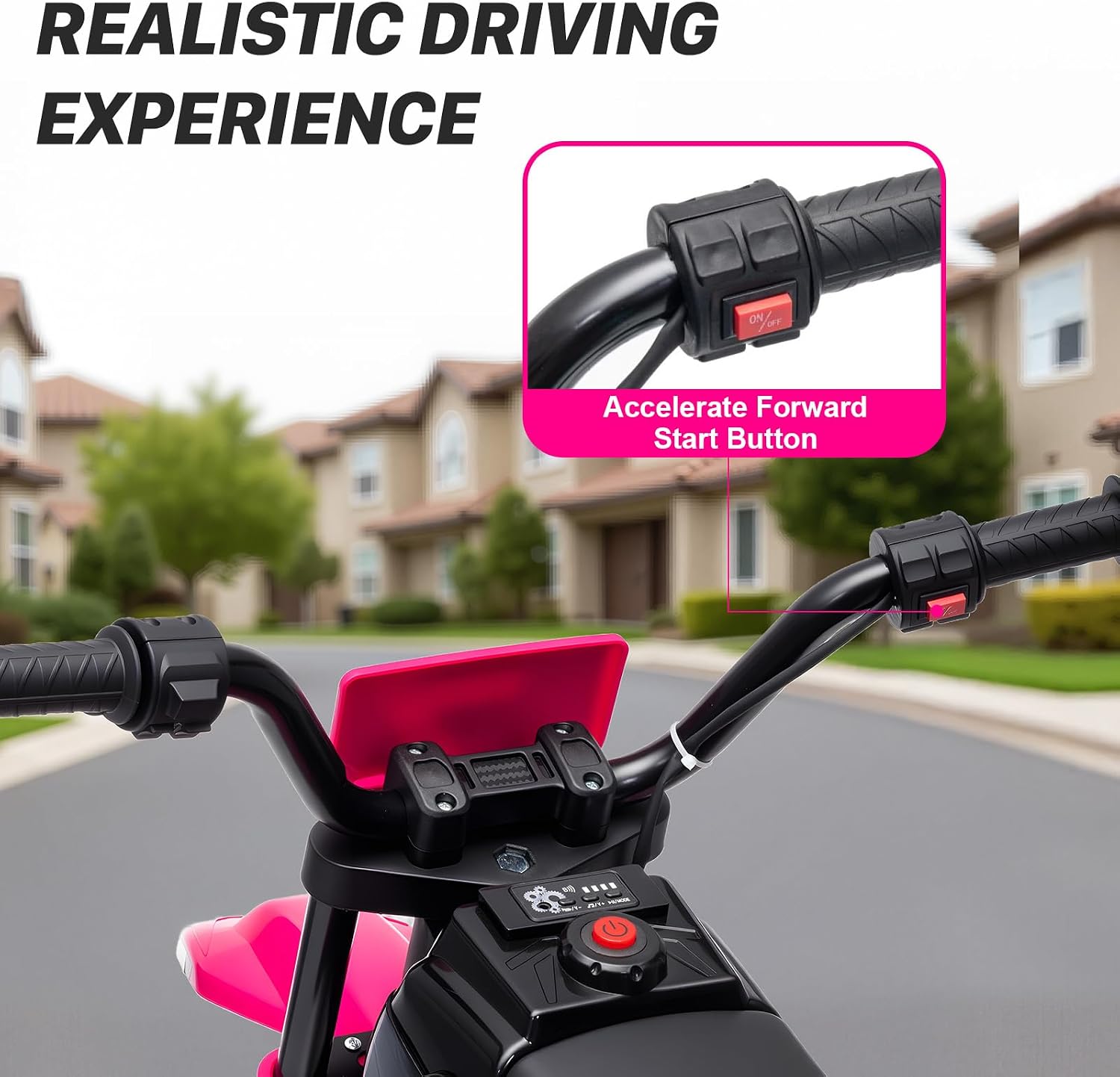 12V Kids Motorcycle w/Treaded Tires, 3.1mph Top Speed Electric Bike for Kids, Training Wheels, Music & Bluetooth, Spring Suspension, Age 3-8 Year Old, Pink