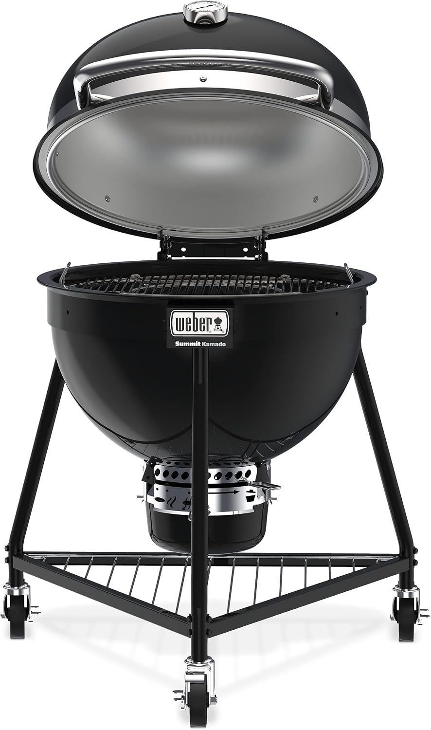Weber Summit® Kamado E6 Charcoal Grill, Black – Dual‑Walled Insulated Steel Kamado with 24' Cooking Area, Porcelain‑Enameled Kettle & One‑Touch Cleaning System
