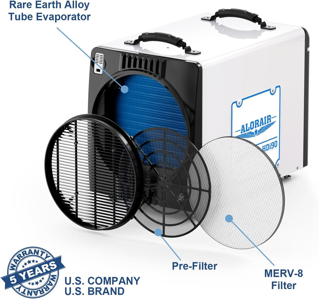 ALORAIR Duct-able Version Basement/Crawl Space Dehumidifiers 198 PPD Commercial Industrial Dehumidifier with Pump and Drain Hose, Auto Defrosting