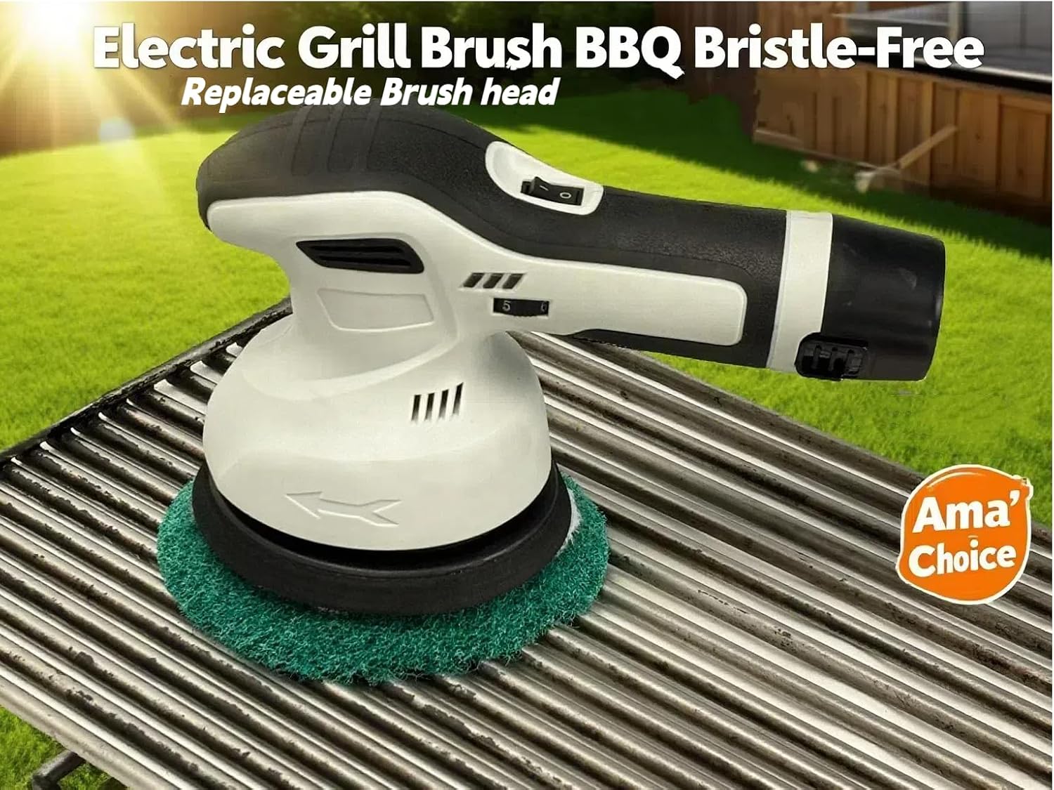 Electric Grill Brush BBQ Bristle-Free Electric Grill Cleaner Barbecue Cleaner Brushes with Replaceable Heads Grill Scrubber for Outdoor Grill - Suitable for All Kinds of Grill