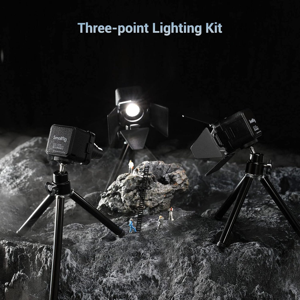 SmallRig RM01 Mini LED Video Light (3 Pack), Waterproof Portable Lighting Kit with Gels, Barndoor, Diffuser, Dimmable Fill Light 5600K CRI95, Lume Cube Camera Light for Stop Motion, Macro Photography