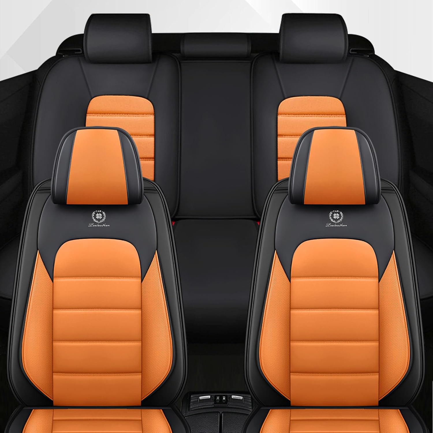 Car Seat Cover Fit for Ford Bronco Sport 2021-2025,Compatible Airbag Non-Slip Waterproof Seat Cover,Car Seat Protector Premium Interior (Standard 5 Seats,Black Orange)