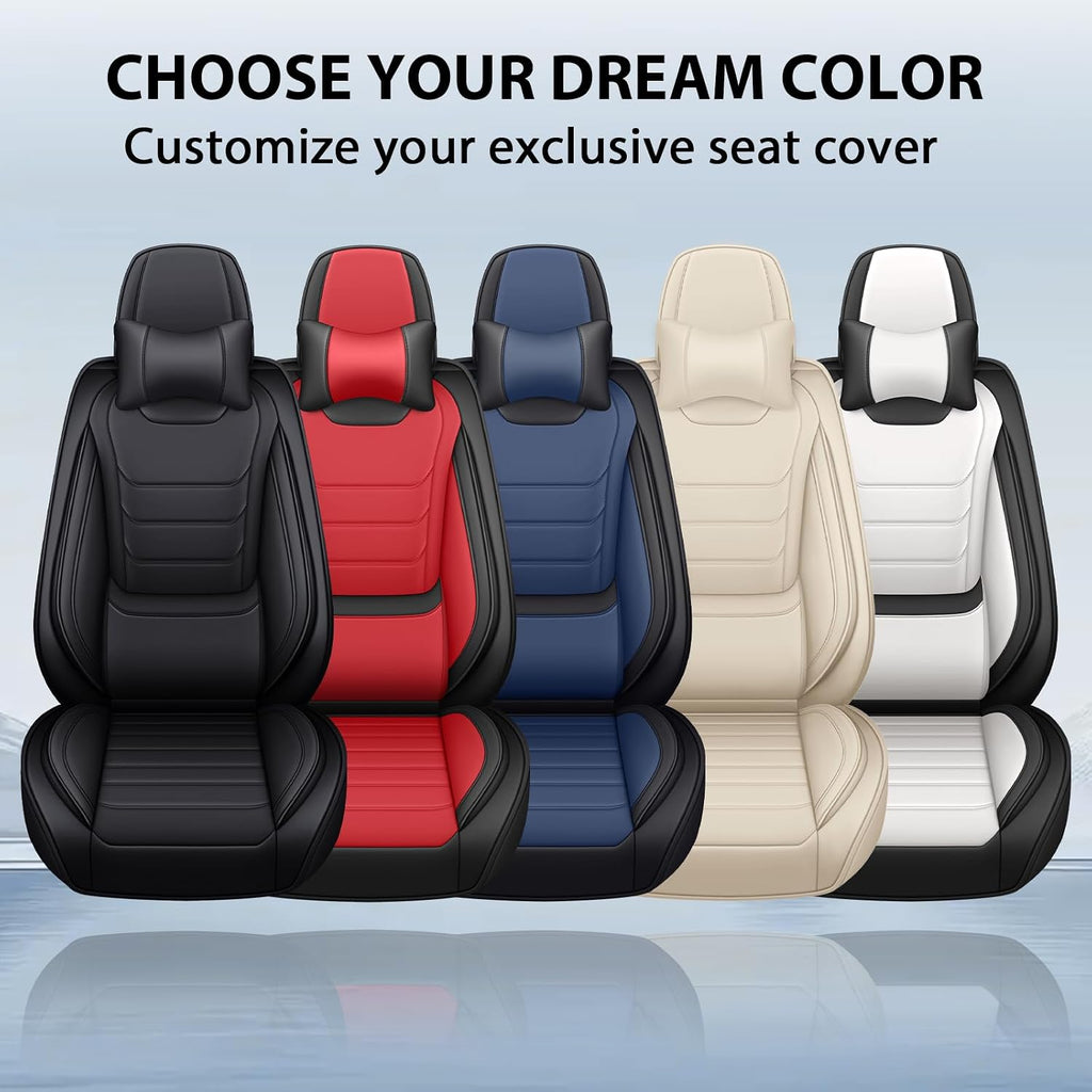 Fit for Jeep Gladiator 2020-2025 Custom Seat Covers, PU Leather Car Seat Covers, Full Coverage Protection, Thick Cushioning Seat Protectors(Luxury Full Set/Black Red)