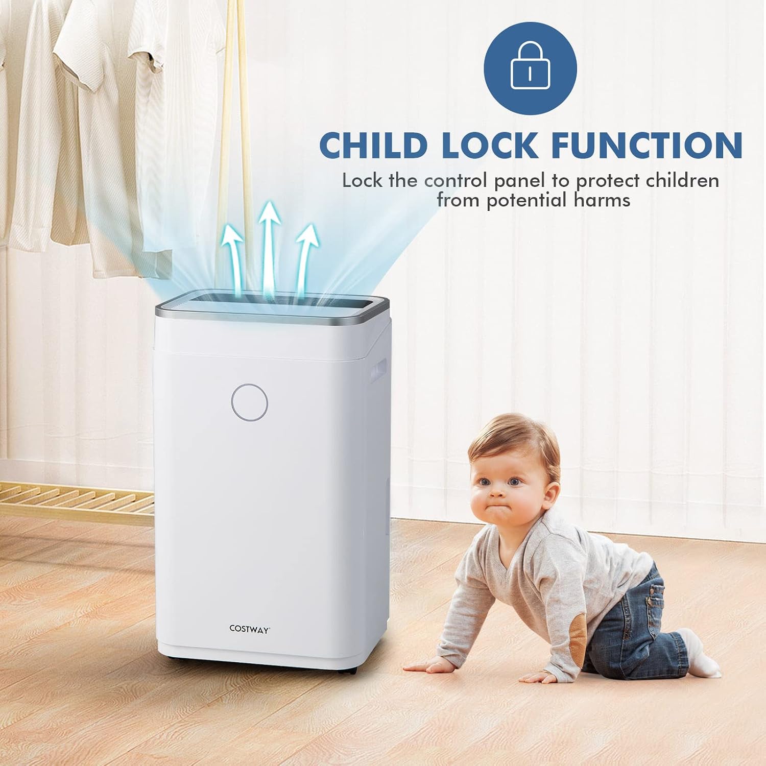 COSTWAY 4000 Sq. Ft Dehumidifier for Basement, 60 Pints Dehumidifier with Drain Hose, 3 Modes, 3-Color Digital Display, 24H Timer, 1.7 Gallon Water Tank, Auto Defrost, Ideal for Home, Large Room