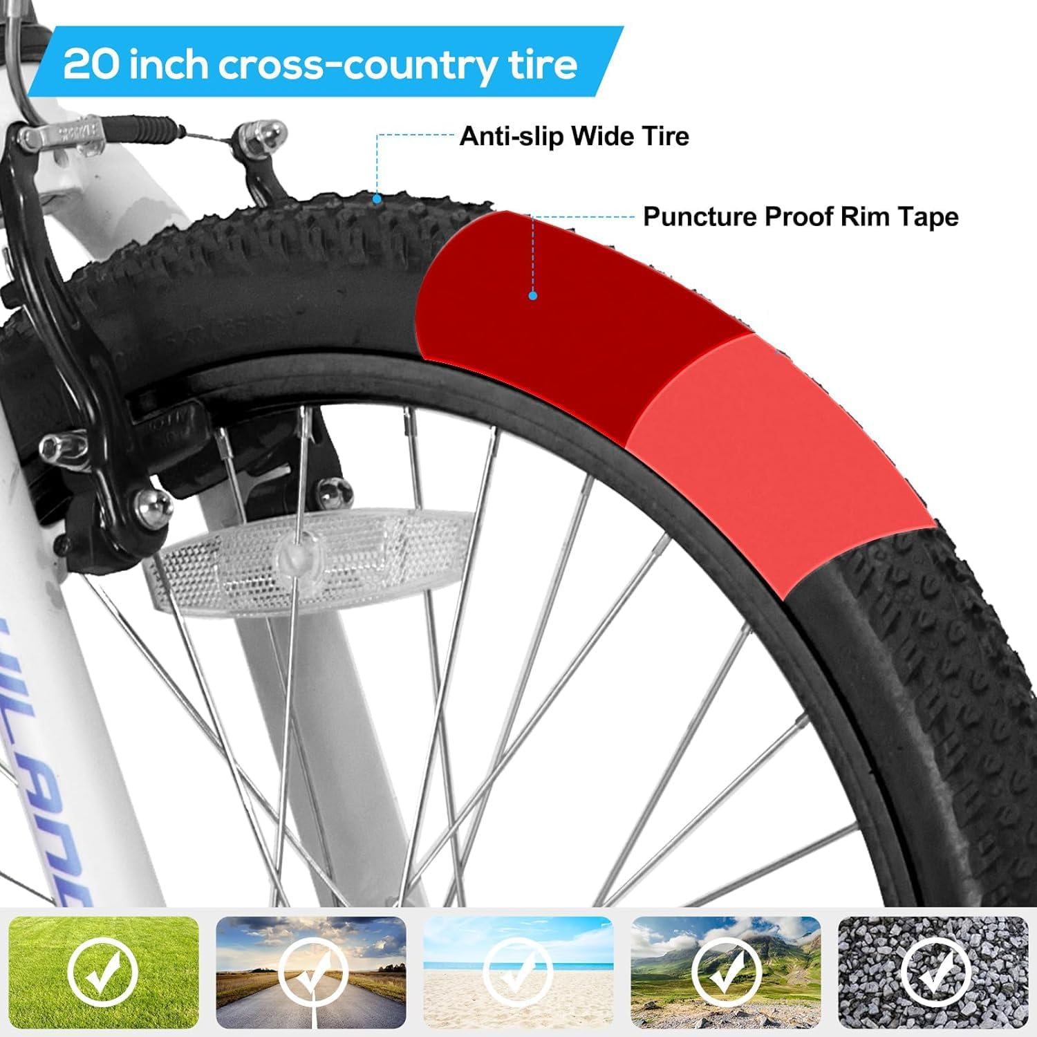 HILAND 20 Inch Kids' Bicycles Mountain Bike for Boys, Girls 5+ Years Old, Single Speed Kids Bicycles with Dual Handbrakes, Child Bike | Kids Bicycles, Dual Handbrakes, Kickstand