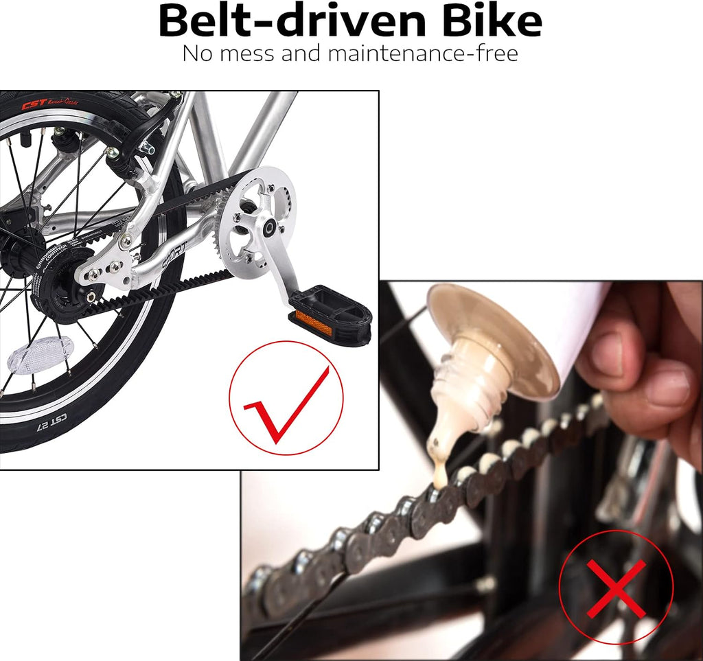 A11N SPORTS BELSIZE 16-Inch Belt-Drive Kid's Bike, Lightweight Aluminium Alloy Bicycle(only 12.57 lbs) for 3-7 Years Old