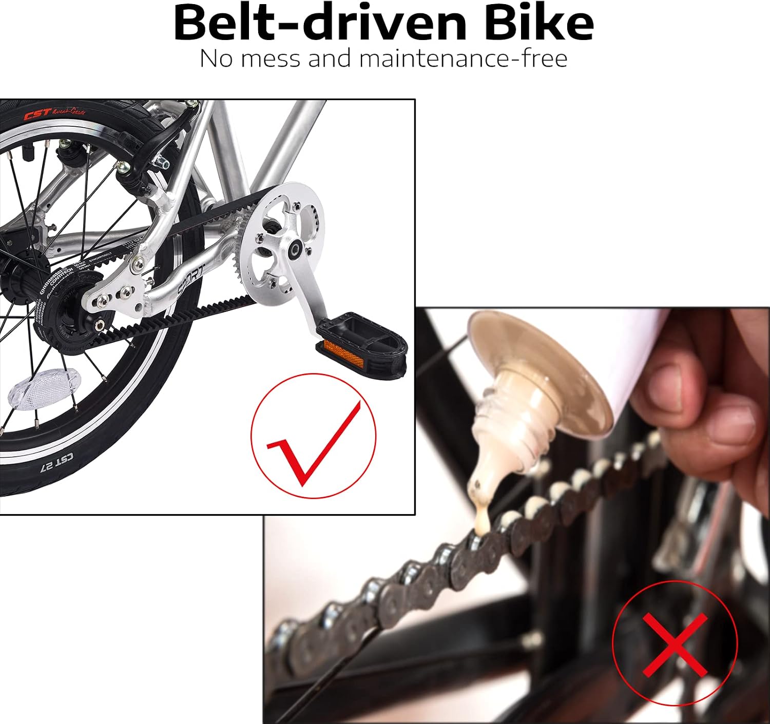 A11N SPORTS BELSIZE 16-Inch Belt-Drive Kid's Bike, Lightweight Aluminium Alloy Bicycle(only 12.57 lbs) for 3-7 Years Old