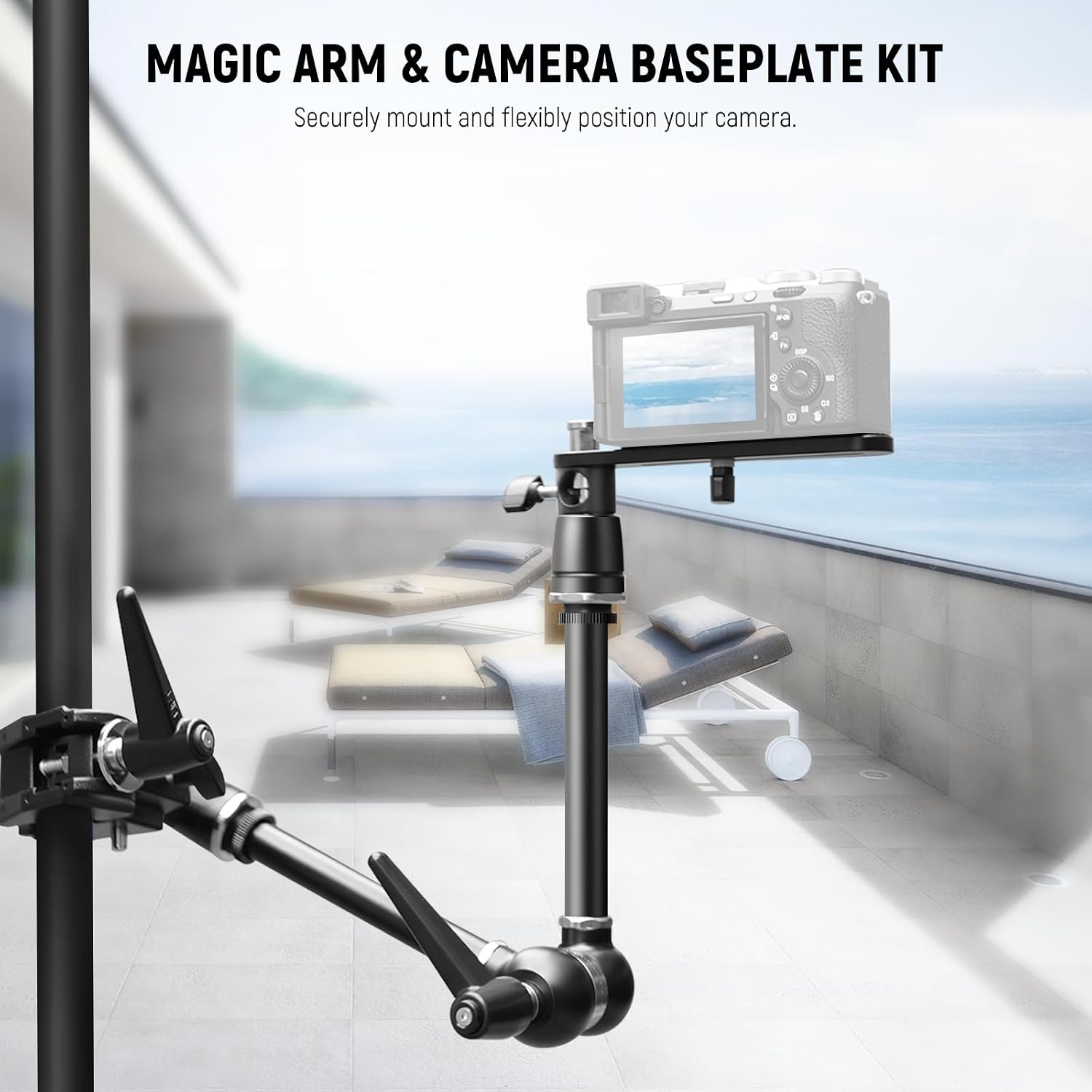 NEEWER 21' Magic Arm Camera Mount with Super Clamp, Overhead Desk Mount with 360° Dual Ball Head, 1/4' 3/8' 5/8' Stud Adapter for PA073 PA074 Phone Cage Rig DSLR Camera Monitor Video Light, UA018