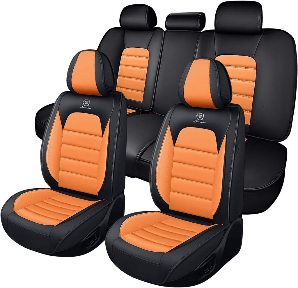Car Seat Cover Fit for Ford Bronco Sport 2021-2025,Compatible Airbag Non-Slip Waterproof Seat Cover,Car Seat Protector Premium Interior (Standard 5 Seats,Black Orange)