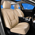 Huidasource Beige Front Seat Cover, Nappa Leather Front Car Seat Cover with Lumbar Support, Ventilation Holes, Elastic Fabric, Airbag, Full-Coverage Seat Covers, Fit for Most Cars SUV Trucks, Beige