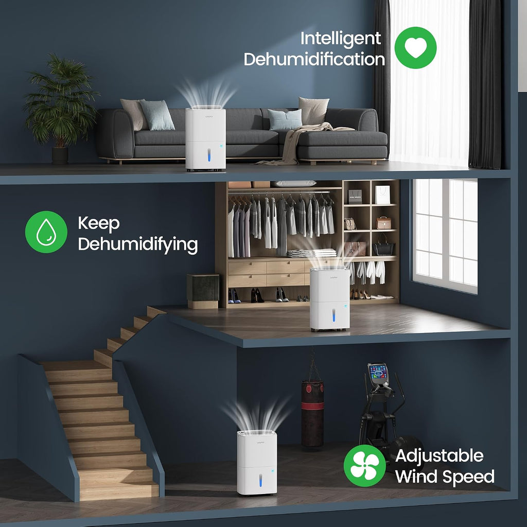 Waykar Max 80 Pint/D(Standard 62Pint/D) Energy Star Home Dehumidifier for Spaces up to 5,000 Sq. Ft, Ideal for Basement, Bathroom and Large Room with Drain Hose, Portable, Auto Defrost and Self-Drying