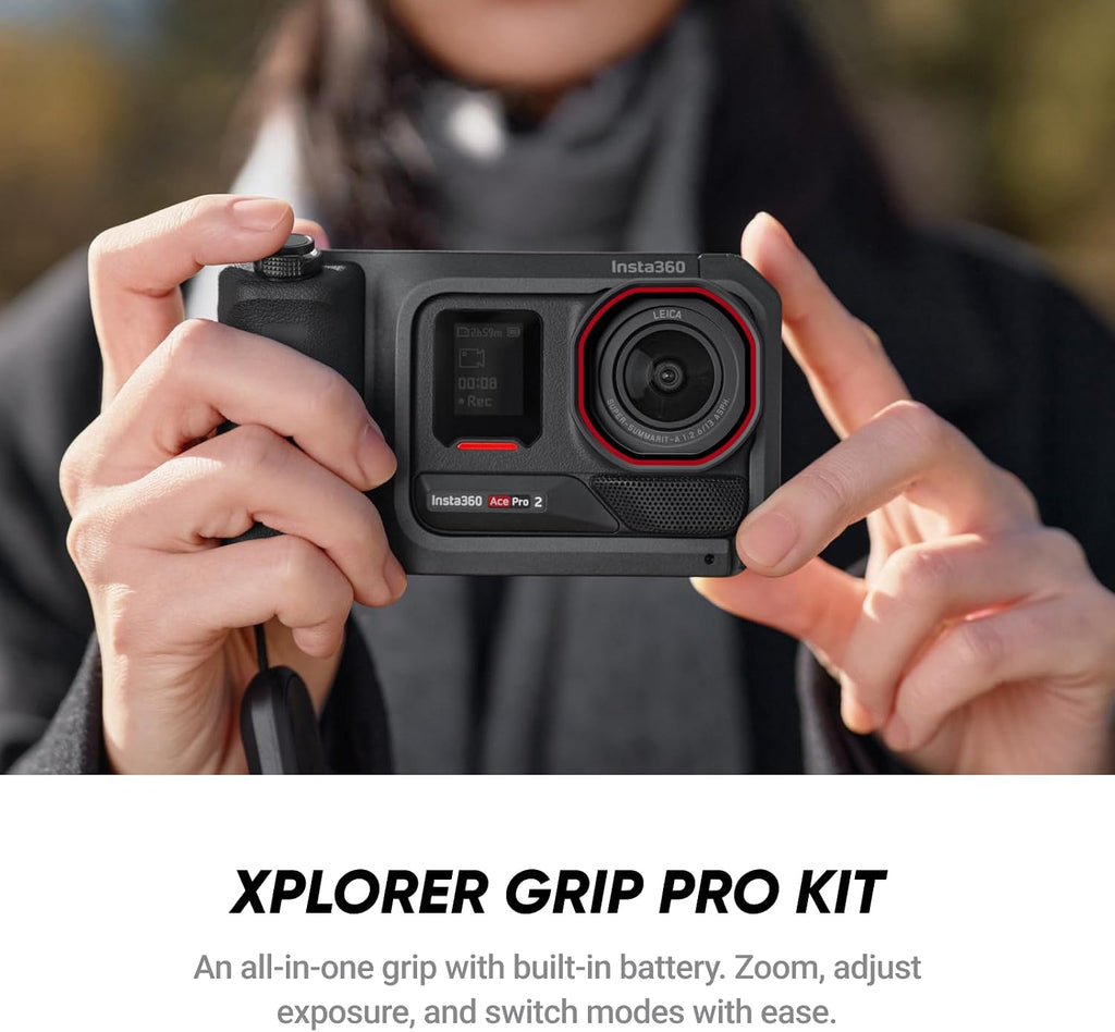 Insta360 Ace Pro 2 Ultimate Videography Bundle - 8K Waterproof Action Camera Co-Engineered with Leica, Xplorer Grip Pro Kit for Street Photography, Cinematic Lens, Close-Up Lens, Ultra Wide Lens