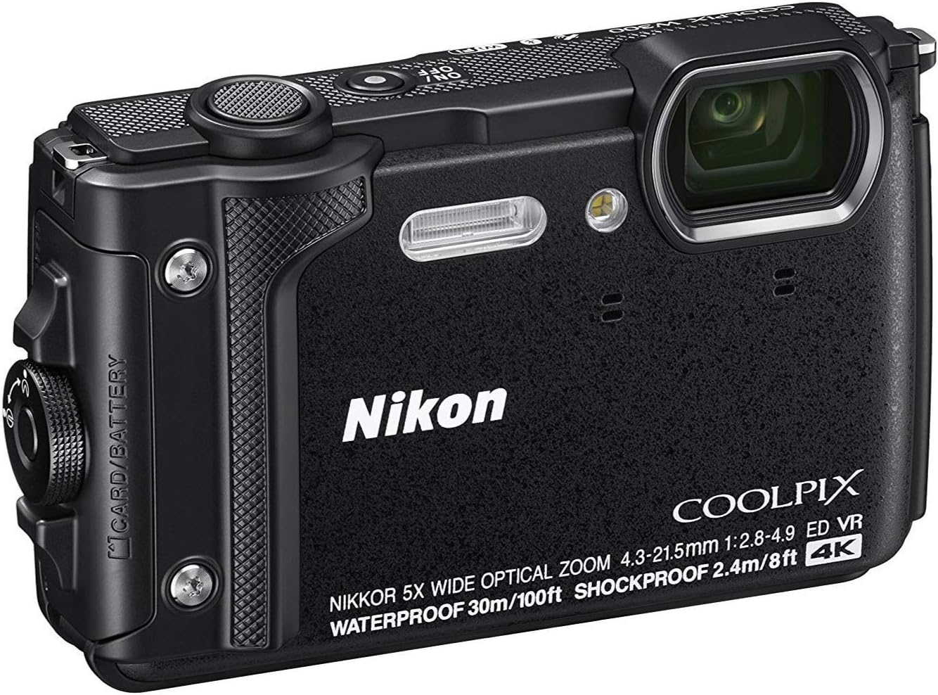Nikon W300 Waterproof Underwater Digital Camera with TFT LCD, 3', Black (26523)