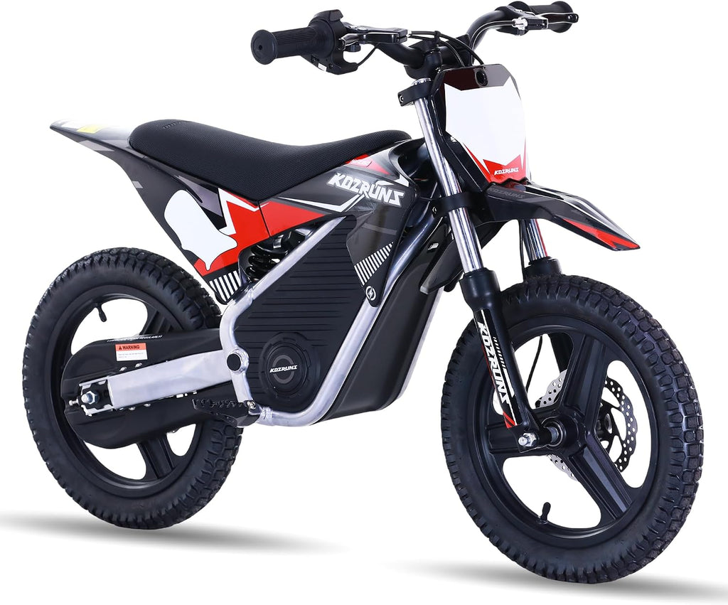 AIII 36V Electric Dirt Bike for Kids 4-8, High Performance 350W Racing Grade Motorcycle, Up to 18.6MPH, 3 Speed Settings, 14-Inch Off-Road Tires, Dual Disc Brakes & Advanced Shock Absorption, Black