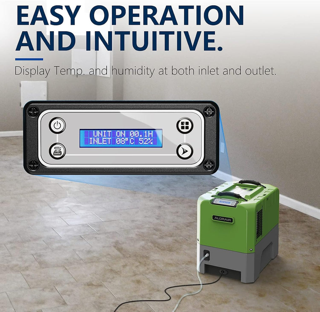 ALORAIR Smart WiFi LGR Commercial Dehumidifier 180 PPD (Saturation) with Hose, Industrial Dehumidifier with Pump, 6 Years Limited Warranty, cETL Listed, 85 PPD at AHAM, Flood Repair, Green