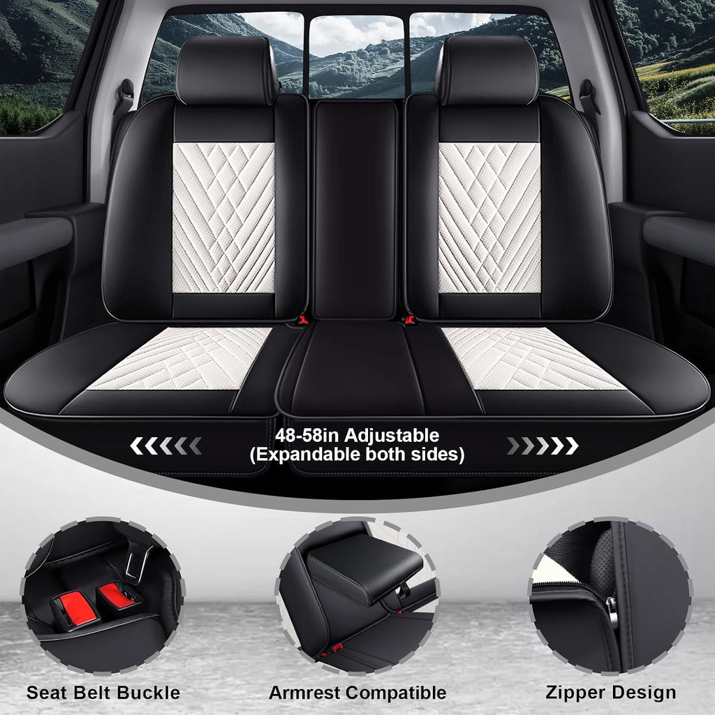 Dodge Ram Truck Seat Covers Custom for 2002-2026 1500 2002-2026 2500/3500 Crew Double Mega Quad Cab Bighorn Laramie Tradesman Classic Full Set Seat Covers Protectors(Standard 5 Seats/Black White)