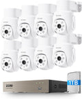 ZOSI 5MP Wired Security Camera System, 8pcs 1080p 360° Pan/Tilt Weatherproof Cameras, Audio Recording, AI Human Vehicle Detection, Night Vision, H.265+ 8CH Home DVR with 1TB HDD for 24/7 Surveillance