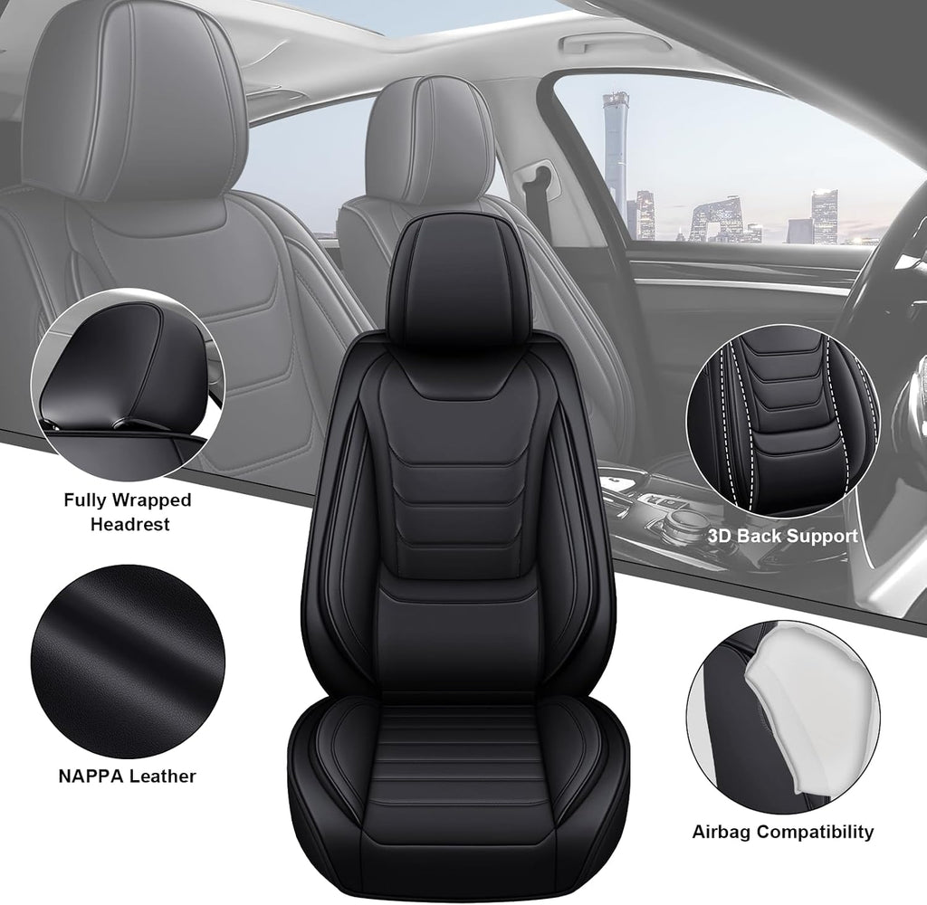 DHAEY Car Seat Covers for Buick Encore GX 2020-2026, Family Seat Covers, Nappa Leather, Wear-Resistant, Anti-Slip, Waterproof, 5PCS Full Set, Black