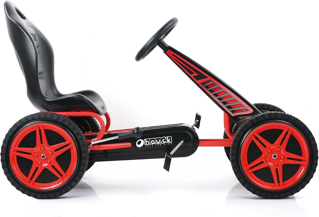 hauck Kids Pedal Go Kart, Hurricane 4 Wheel Bike Cart with Rubber Tires, Ages 4-10, Red - Outdoor Ride-On Bicycle Karts with Wheels for Boys and Girls