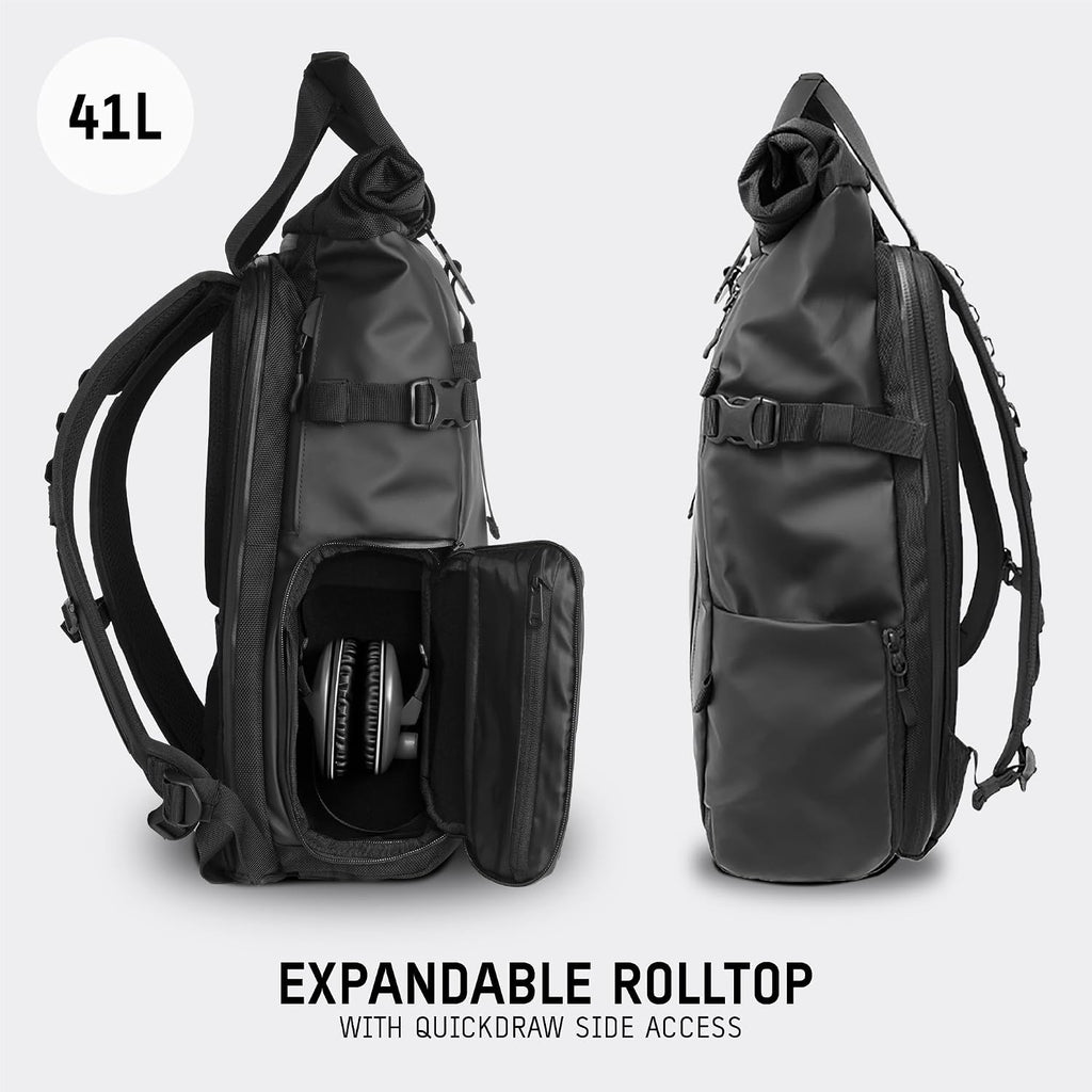 WANDRD PRVKE 41L Photography Bundle: Weather-Resistant Travel & Camera Backpack with Laptop Sleeve, Quick Side Access, Clamshell Opening – Ideal Photography & Travel Bag (Black)