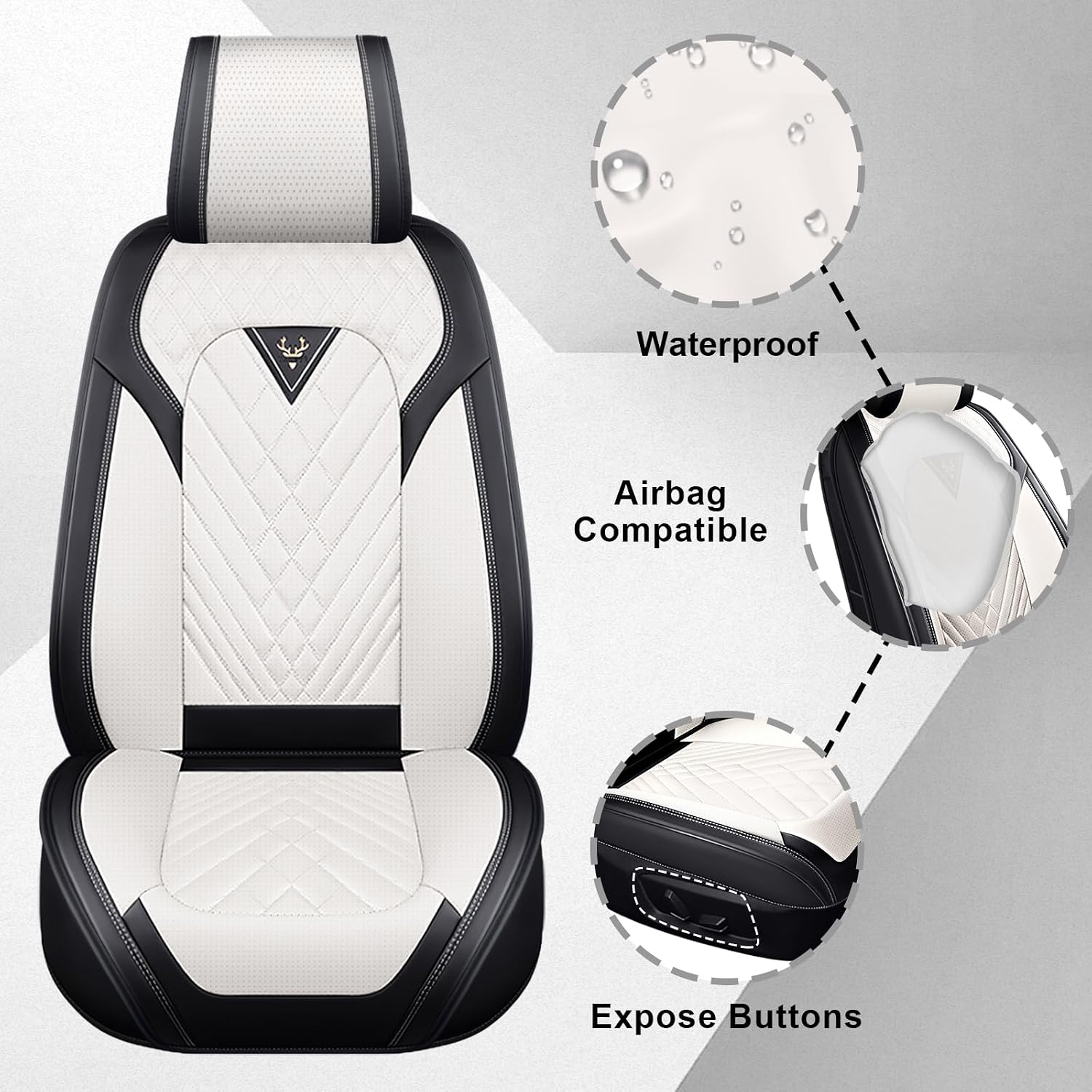 Dodge Ram Truck Seat Covers Custom for 2002-2026 1500 2002-2026 2500/3500 Crew Double Mega Quad Cab Bighorn Laramie Tradesman Classic Full Set Seat Covers Protectors(Standard 5 Seats/Black White)
