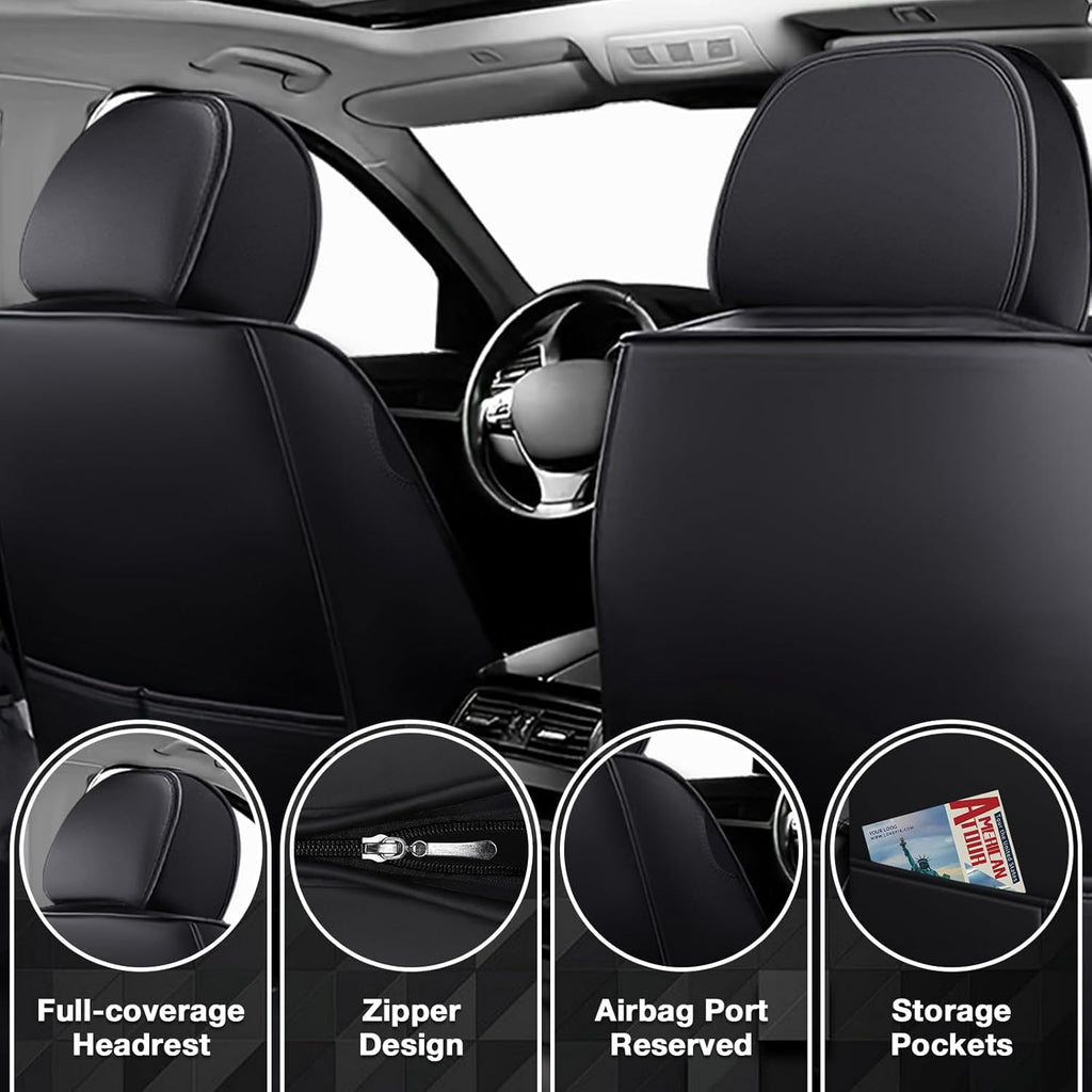 Car Seat Covers Fit for GMC Yukon XL 2000-2025, Leather Seat Covers for Car, Waterproof Non-Slip Durable Car Seat Protector(2 Seats,Black Red)